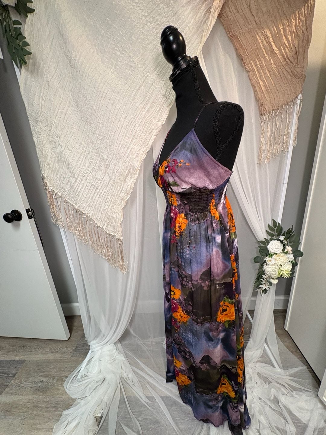 Choklate Watercolor Floral Rhinestone Y2K Maxi Dress 6