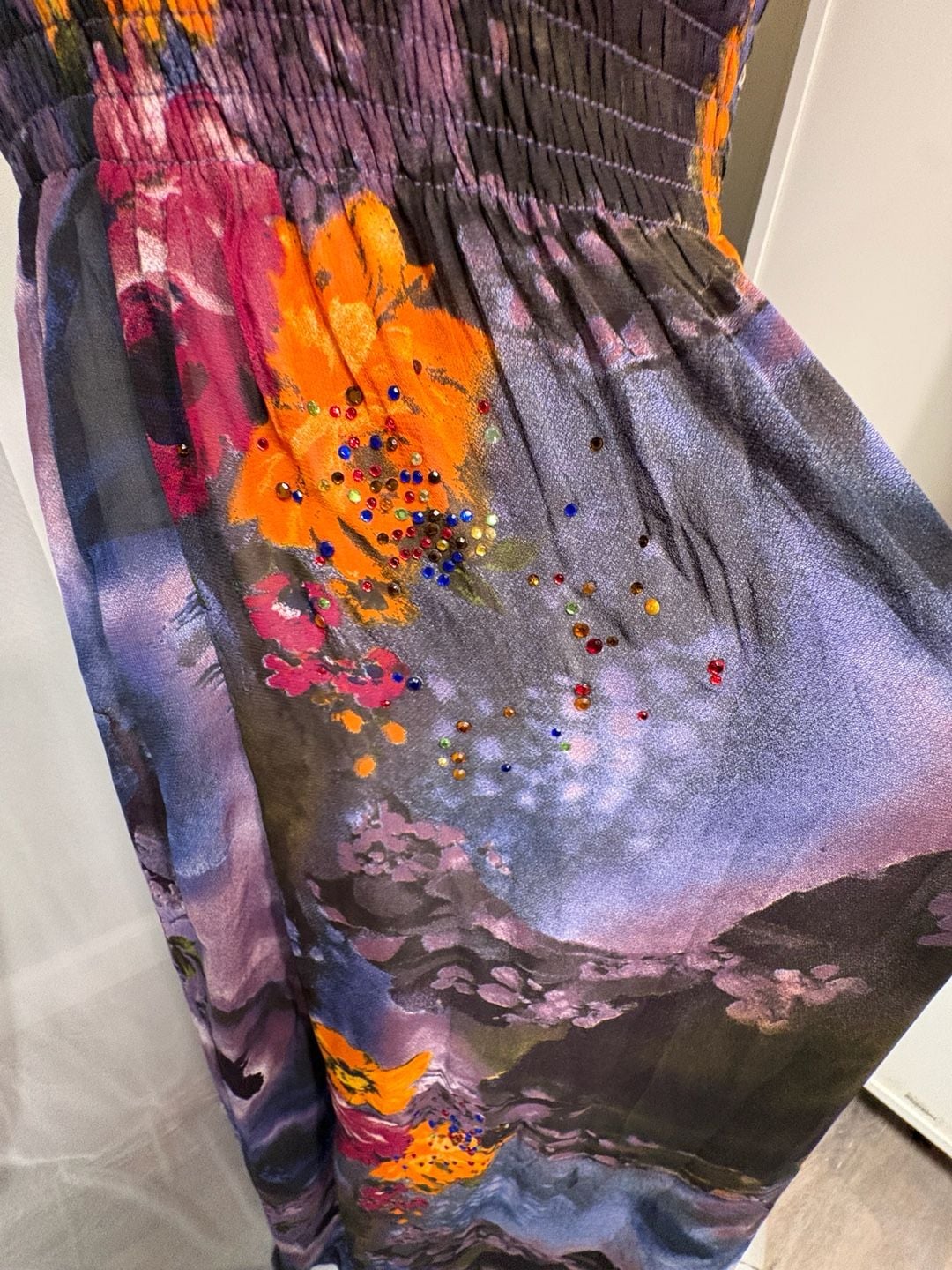 Choklate Watercolor Floral Rhinestone Y2K Maxi Dress 7
