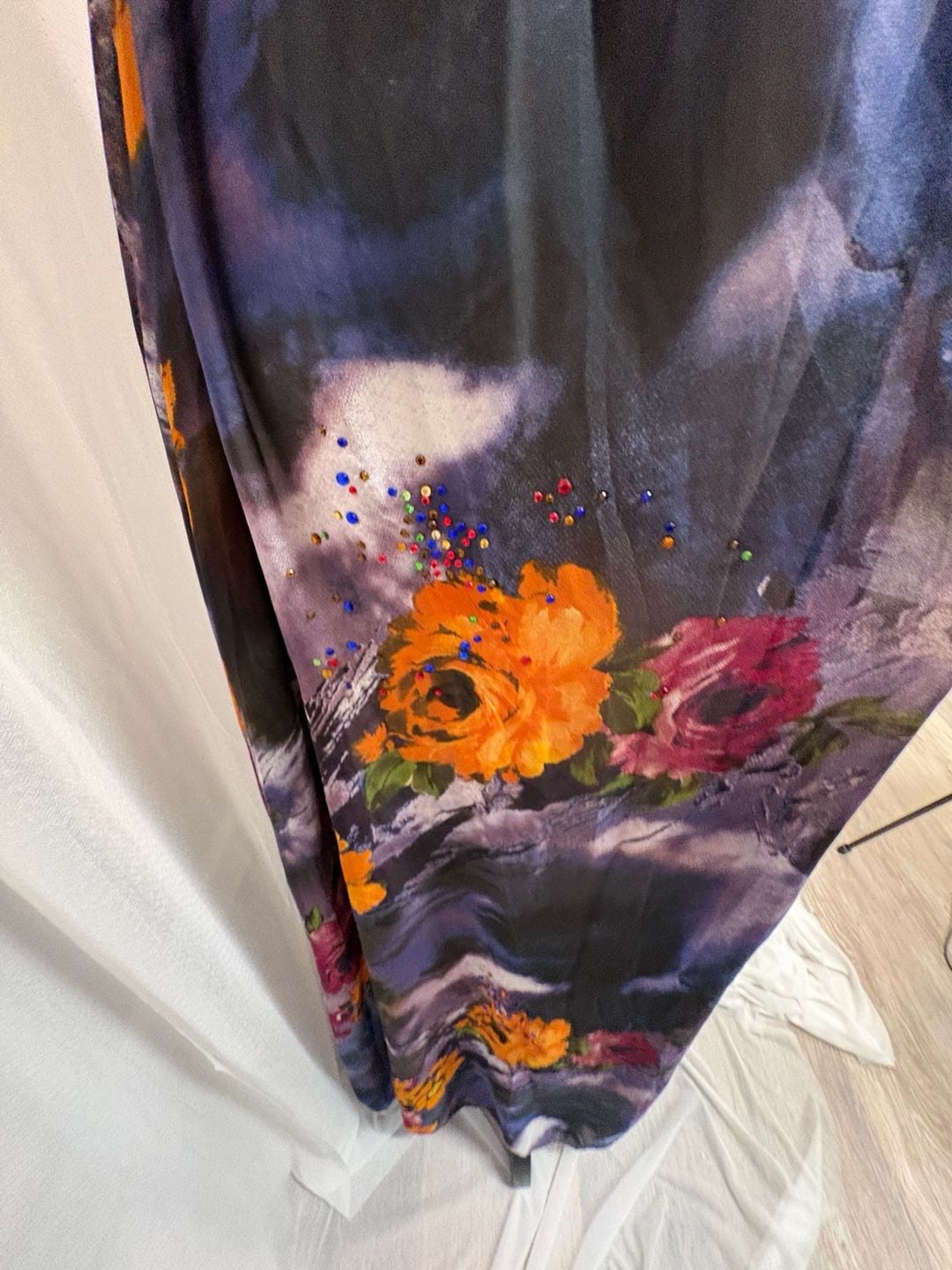 Choklate Watercolor Floral Rhinestone Y2K Maxi Dress 8