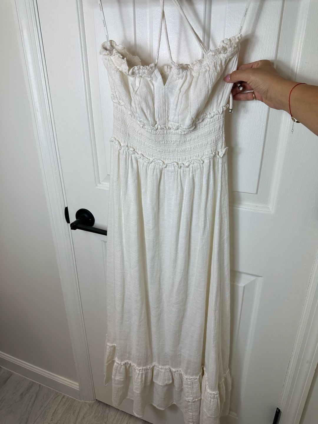 steele. Smocked Midi Dress Size XS White Ruffle 3