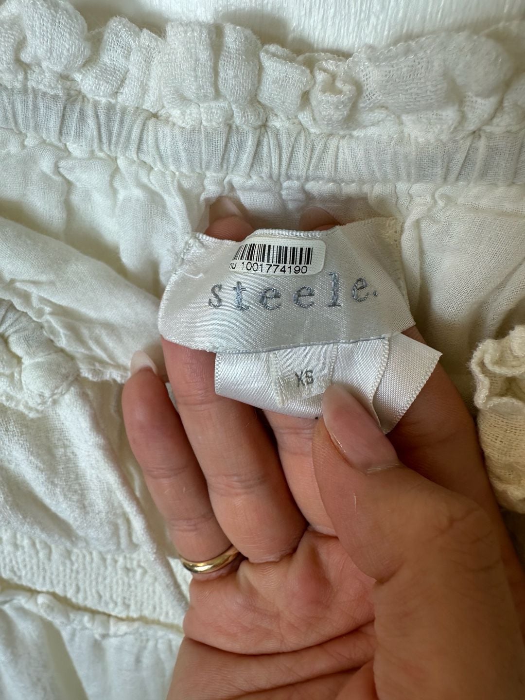 steele. Smocked Midi Dress Size XS White Ruffle 5