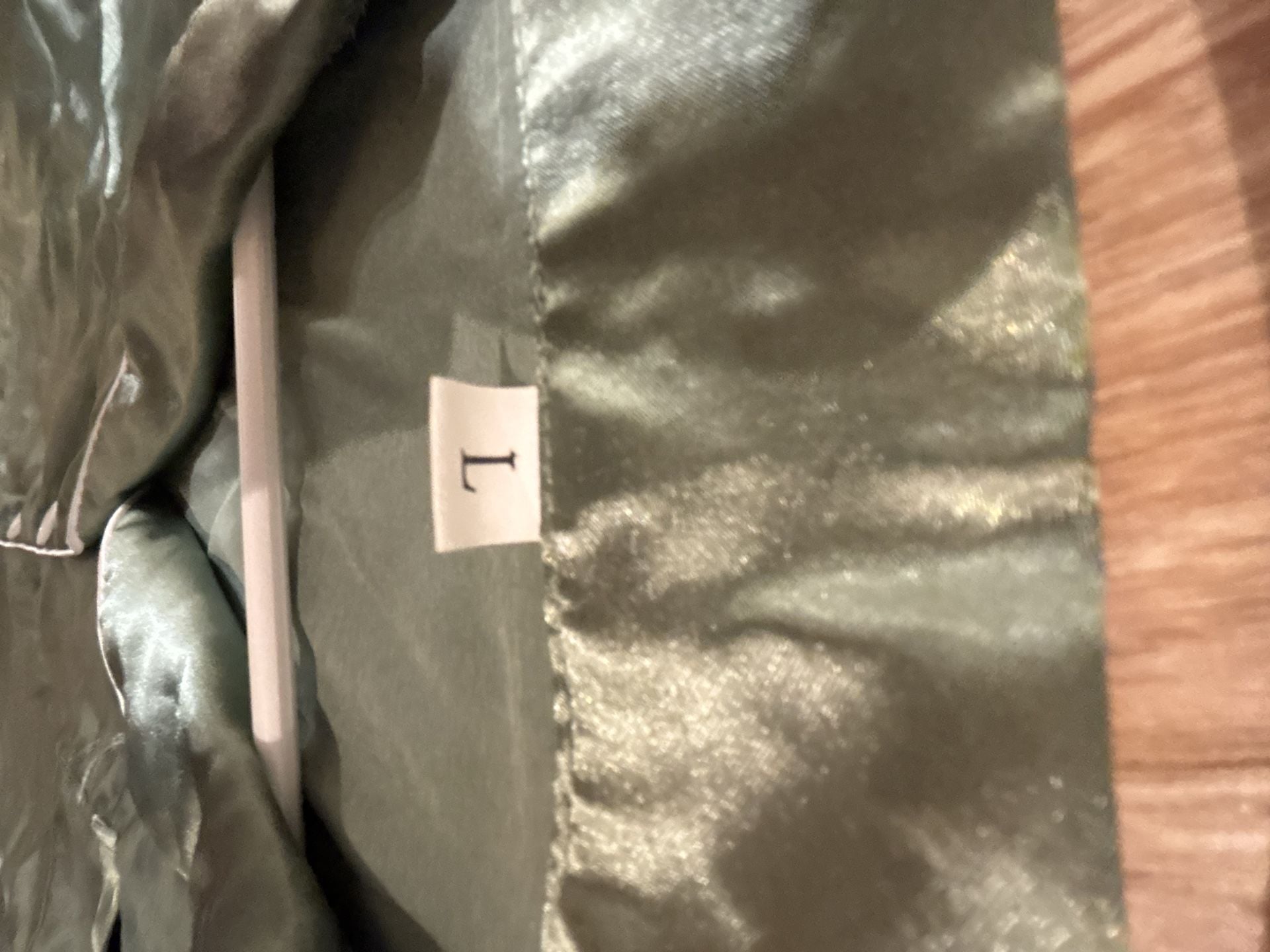 Satin Pajama Set Size L Green Button-Down Shorts 4