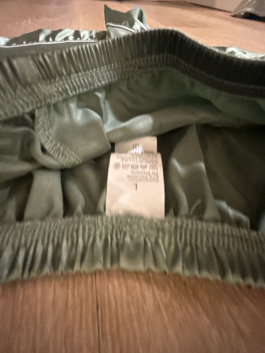 Satin Pajama Set Size L Green Button-Down Shorts 5