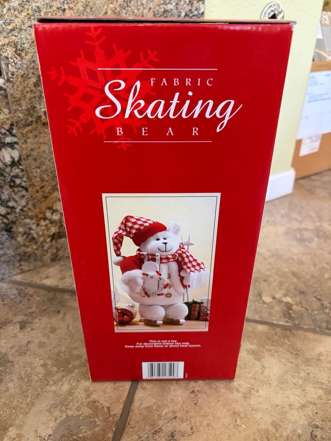 VTG RARE Costco Holiday Fabric Skating Polar Bear 12 Inch 7