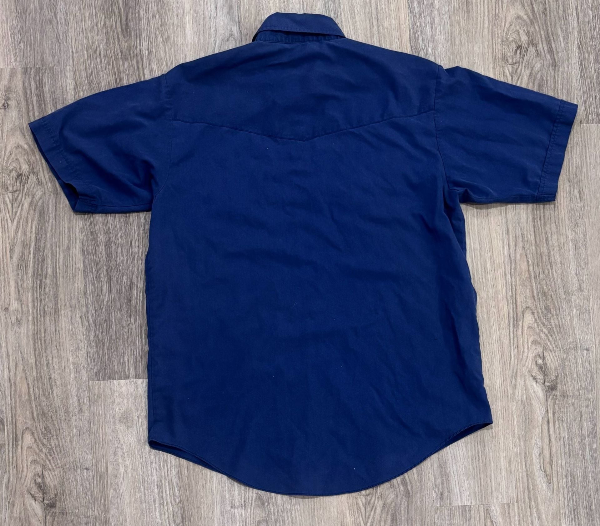 Plains Western Wear Western Shirt Size L Blue Short Sleeve Pearl Snap 4
