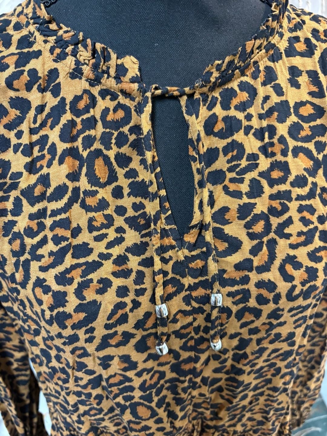 Time and Tru Leopard Peplum Blouse Size S 4-6 4