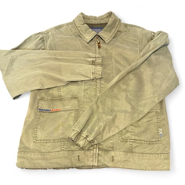 Scotch & Soda Zip Jacket Size M Green Cotton Utility