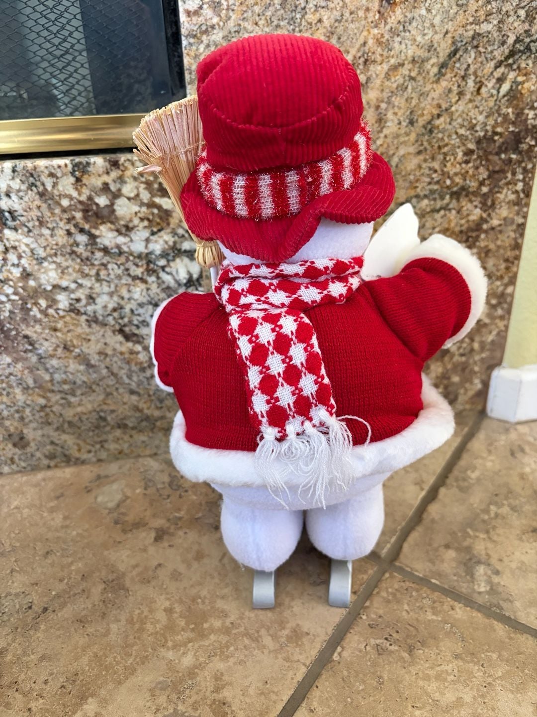 VTG Costco Fabric Skating Snowman Let It Snow Holiday Decor 2