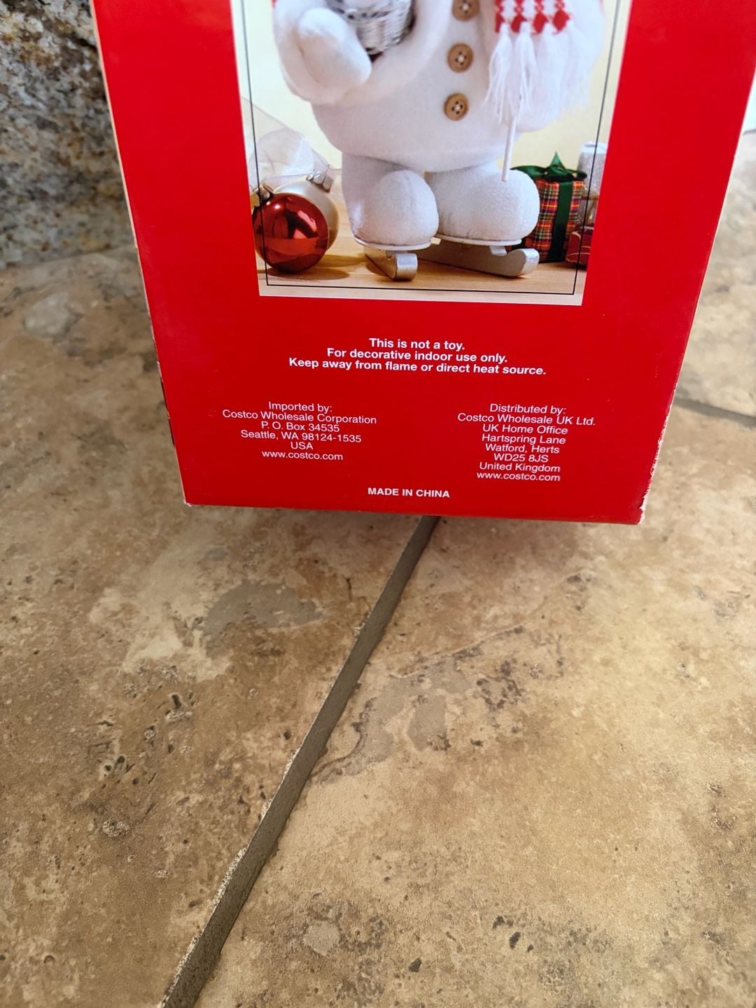 VTG Costco Fabric Skating Snowman Let It Snow Holiday Decor 5