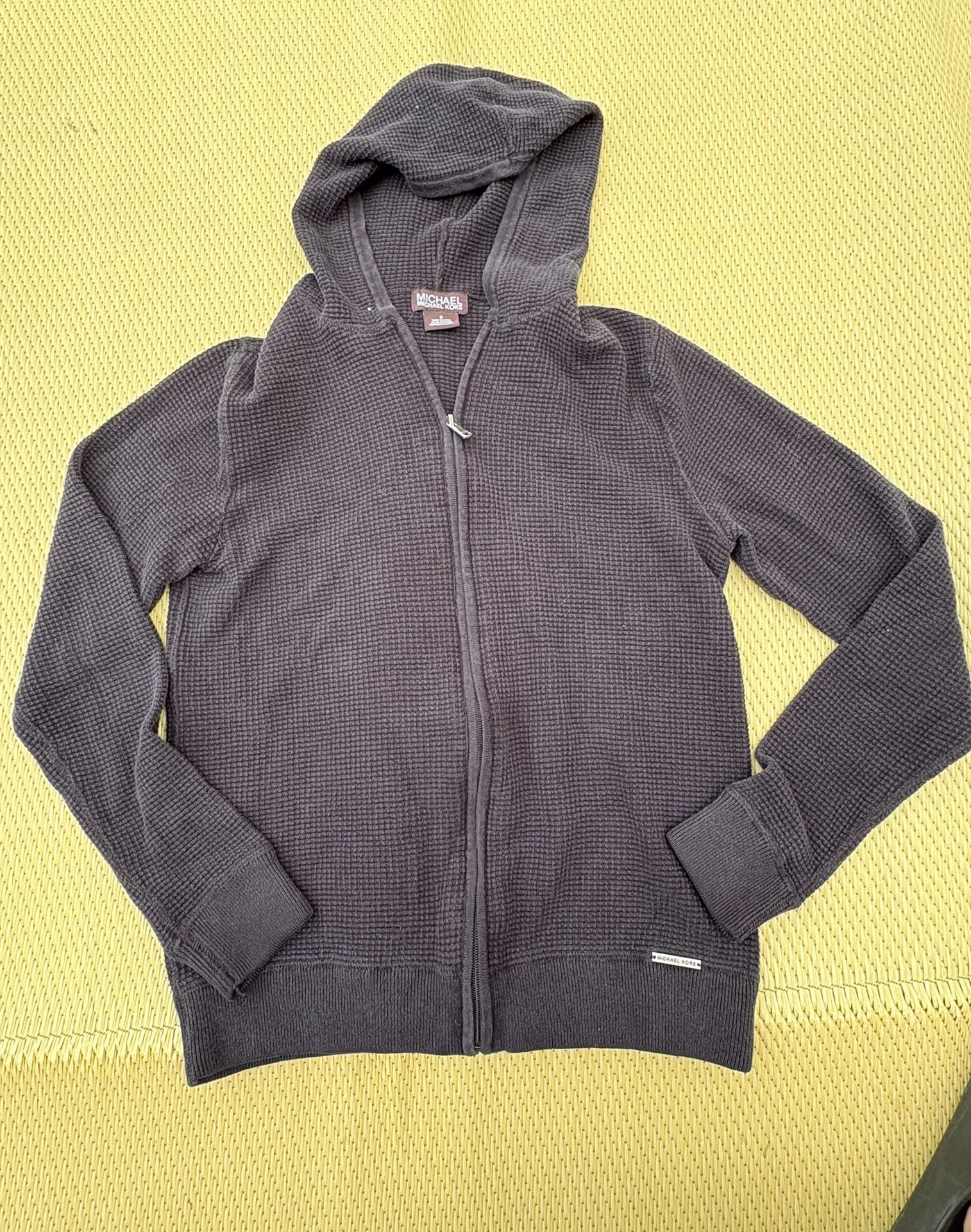 Michael Michael Kors Waffle Knit Zip Hoodie Size S Charcoal Grey 2