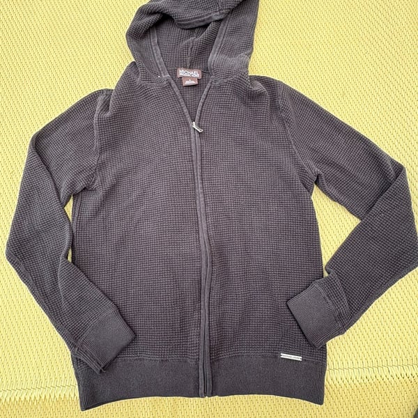 Michael Michael Kors Waffle Knit Zip Hoodie Size S Charcoal Grey