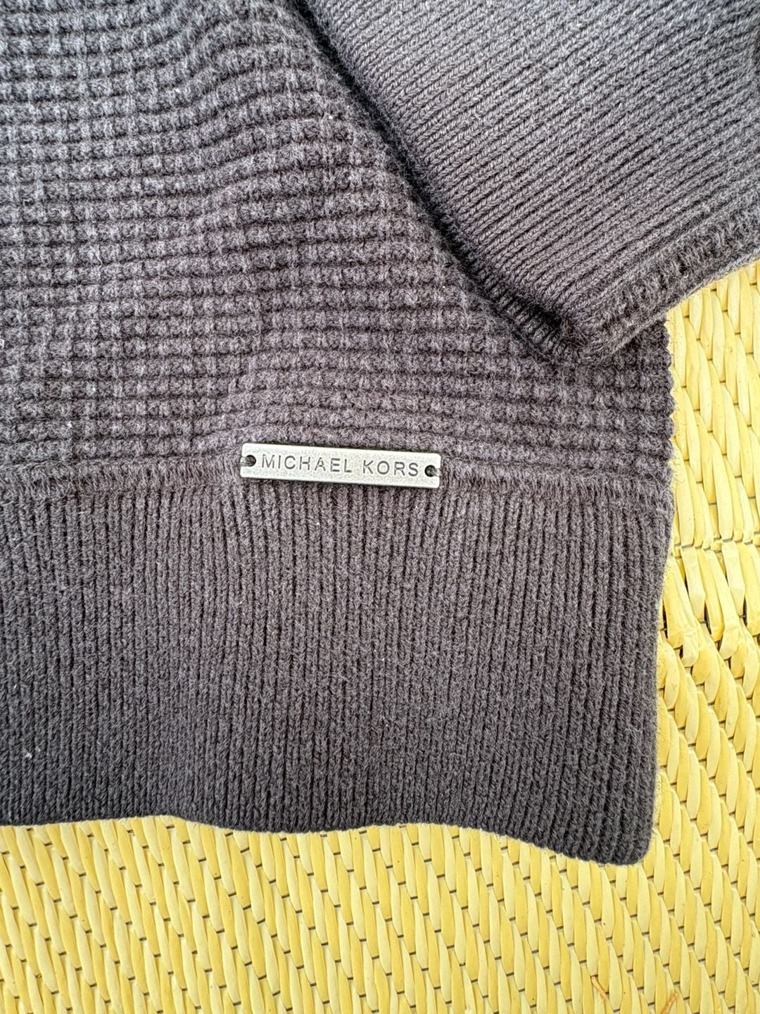 Michael Michael Kors Waffle Knit Zip Hoodie Size S Charcoal Grey 3