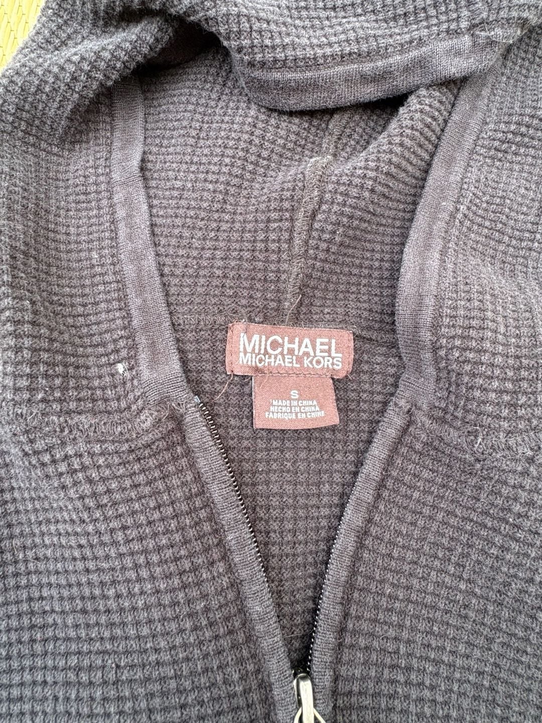 Michael Michael Kors Waffle Knit Zip Hoodie Size S Charcoal Grey 5