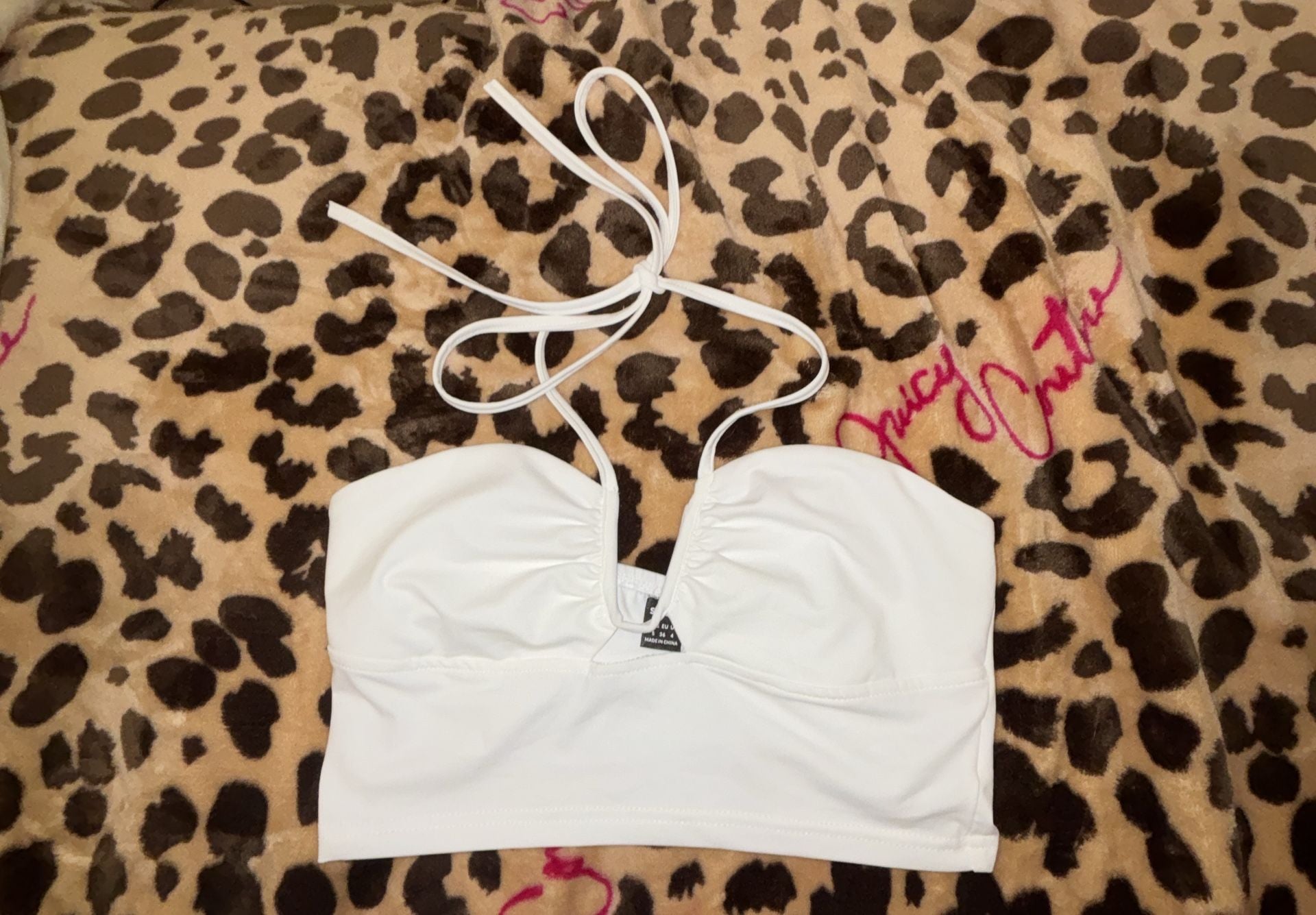 Two Piece Set Size S White Halter Crop Top 3