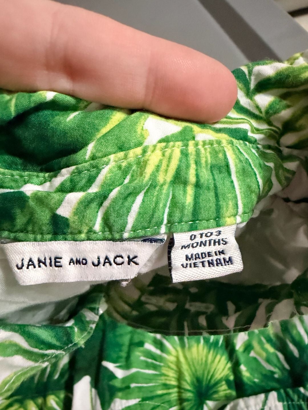 Janie And Jack Tropical Leaf Romper Size 0 To 3 Months Green 2