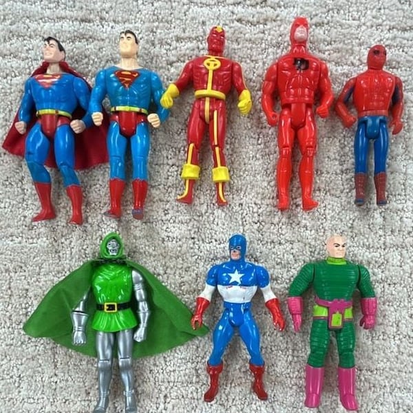 Vintage 70s-90s Action Figure Lot-Kenner Super Powers, Mattel Secret Wars, Mego