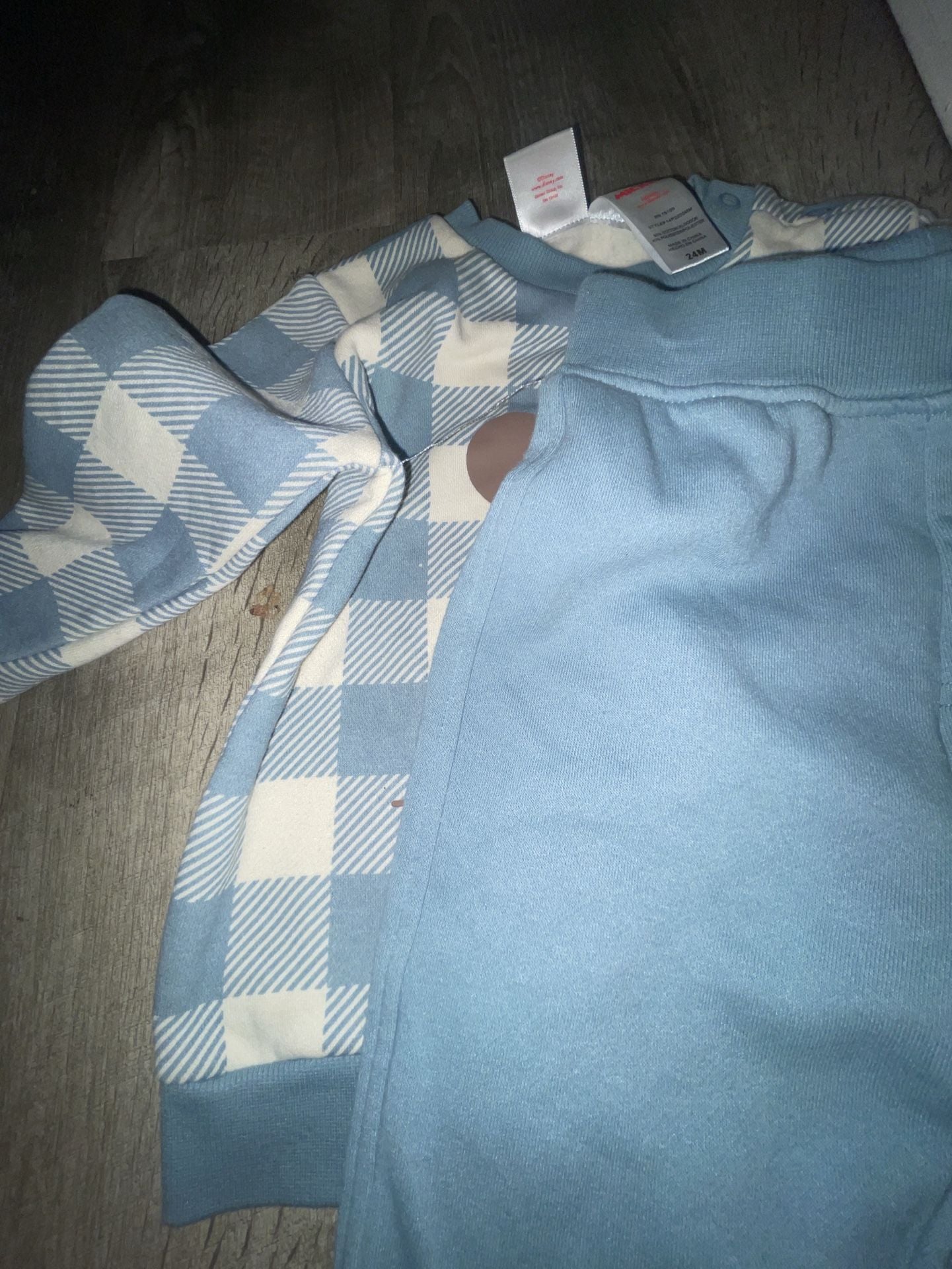 Disney Mickey Mouse Sweatshirt And Jogger Pants Set Size 24M Blue Plaid 3