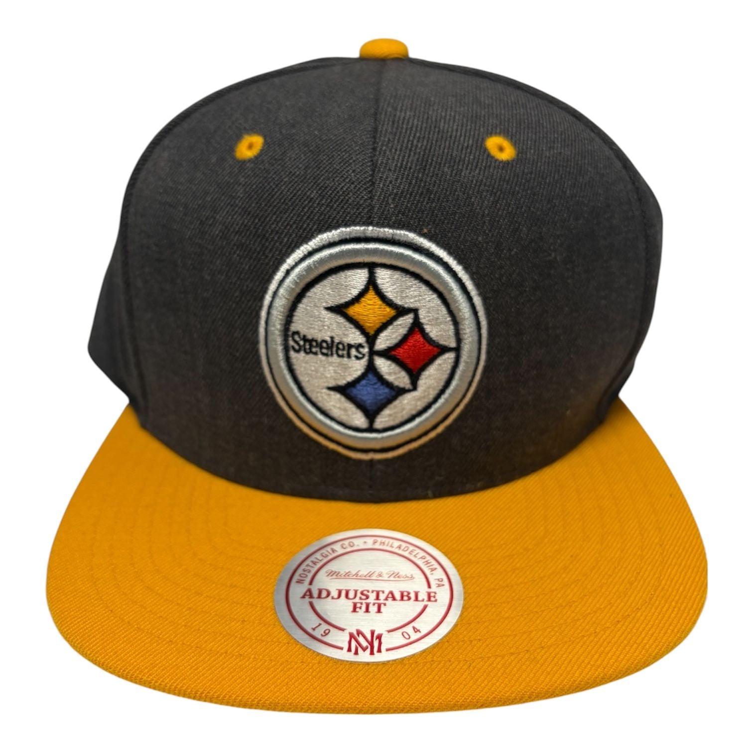 Mitchell & Ness Pittsburgh Steelers Snapback Hat Grey Yellow NFL 2