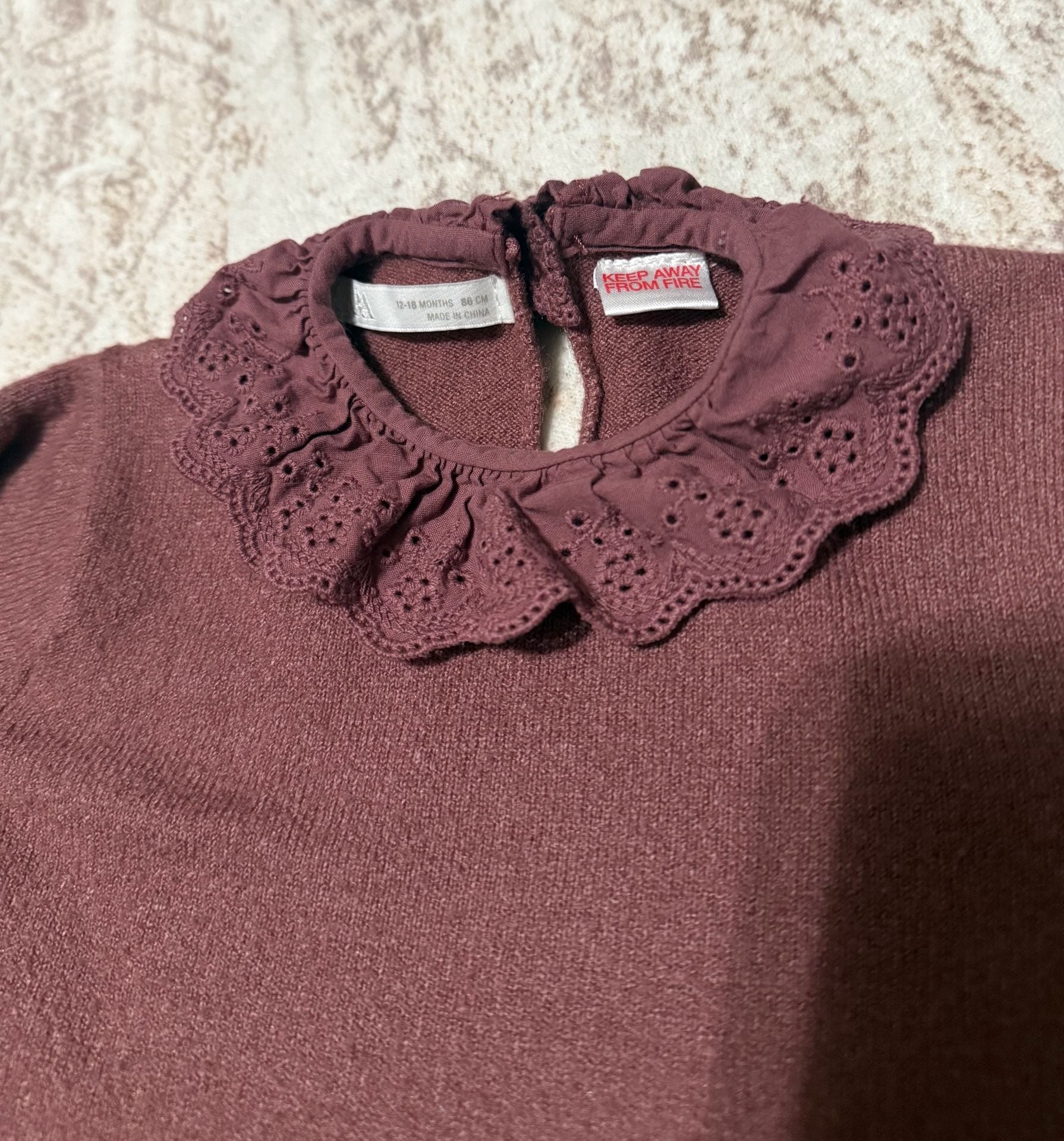Zara Sweater 12-18 Months Burgundy 3