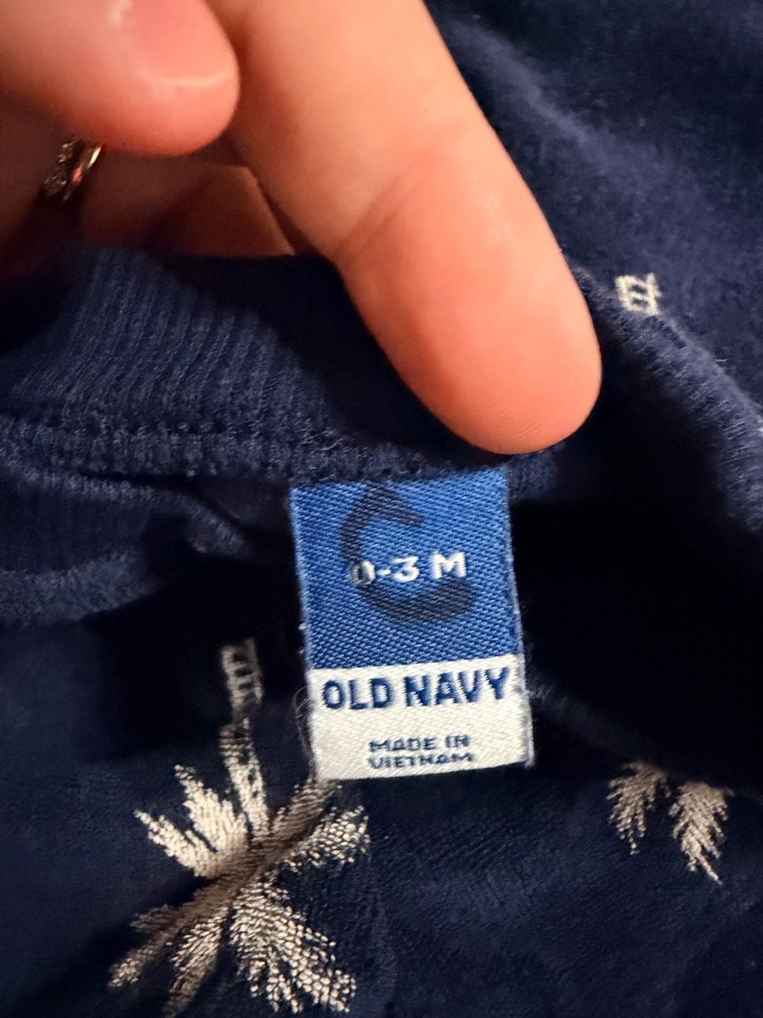 Old Navy Palm Tree Terry Outfit Size 0-3M Navy Blue Shorts Top 2