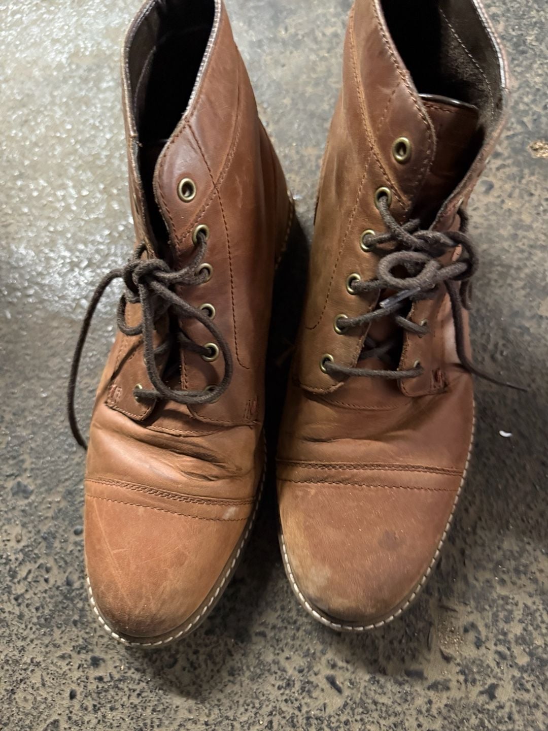 Cole Haan Leather Cap Toe Boot Size 9M Brown Lace Up 2