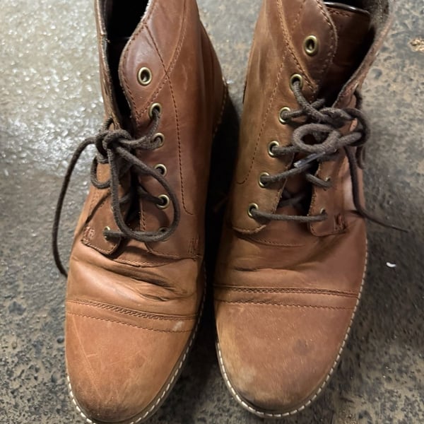 Cole Haan Leather Cap Toe Boot Size 9M Brown Lace Up