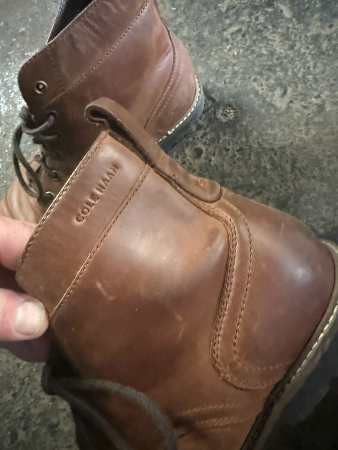 Cole Haan Leather Cap Toe Boot Size 9M Brown Lace Up 4