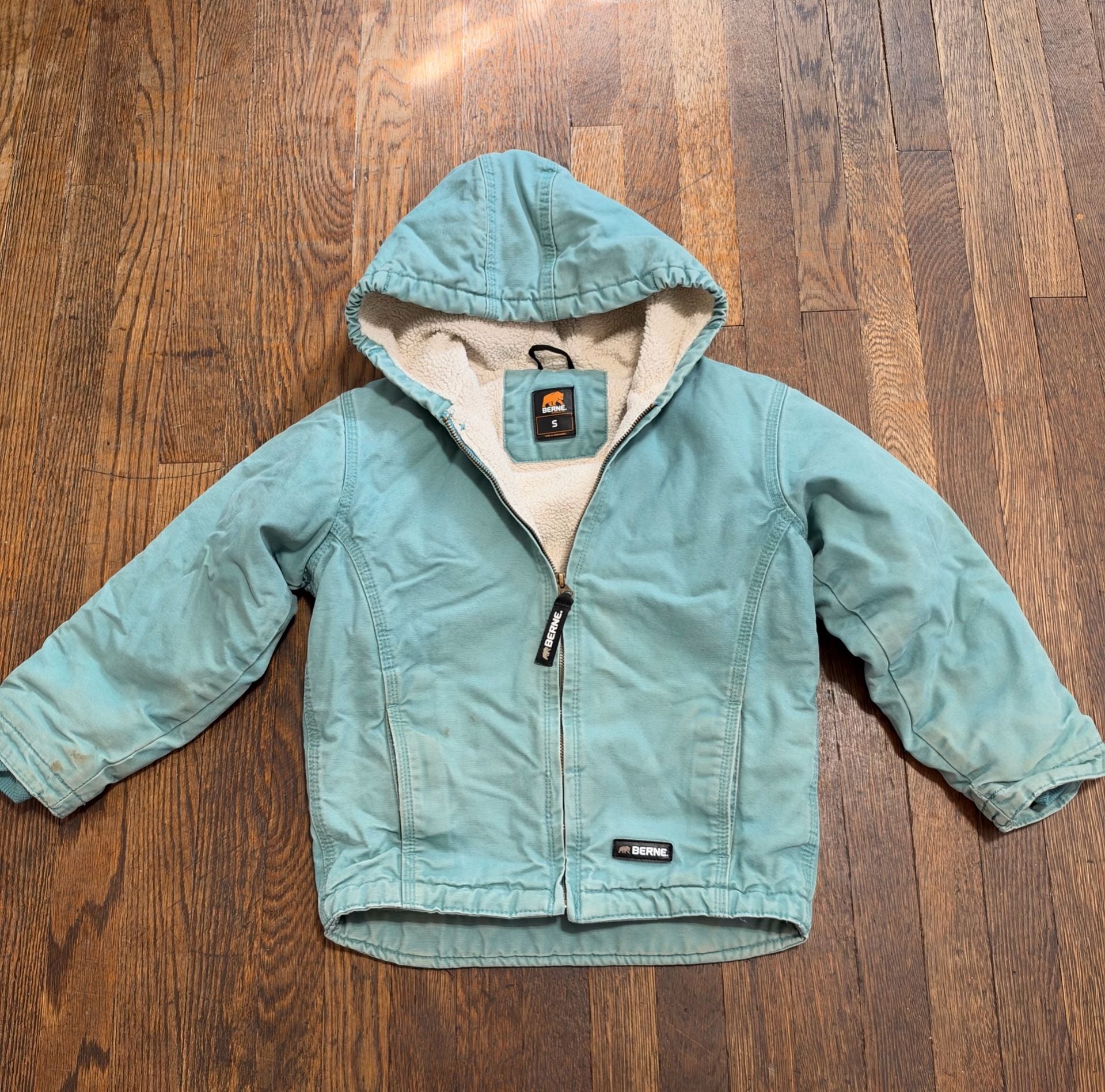 Berne Youth Sherpa Lined Duck Hooded Jacket Size S Blue 2