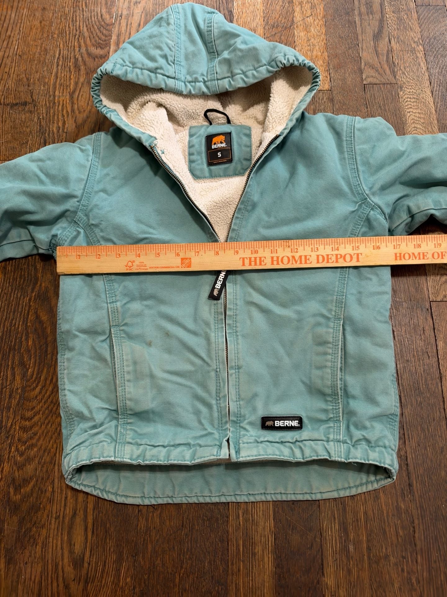Berne Youth Sherpa Lined Duck Hooded Jacket Size S Blue 6
