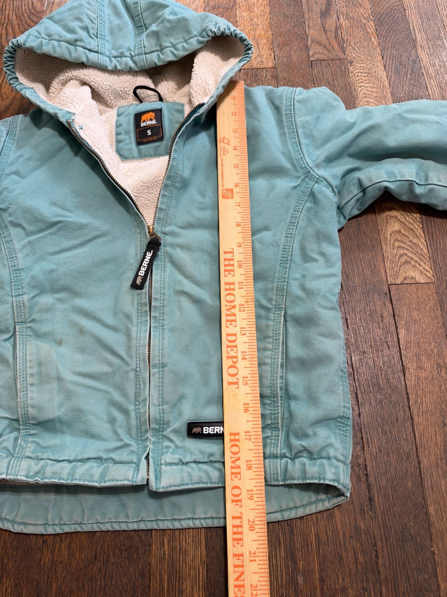Berne Youth Sherpa Lined Duck Hooded Jacket Size S Blue 7