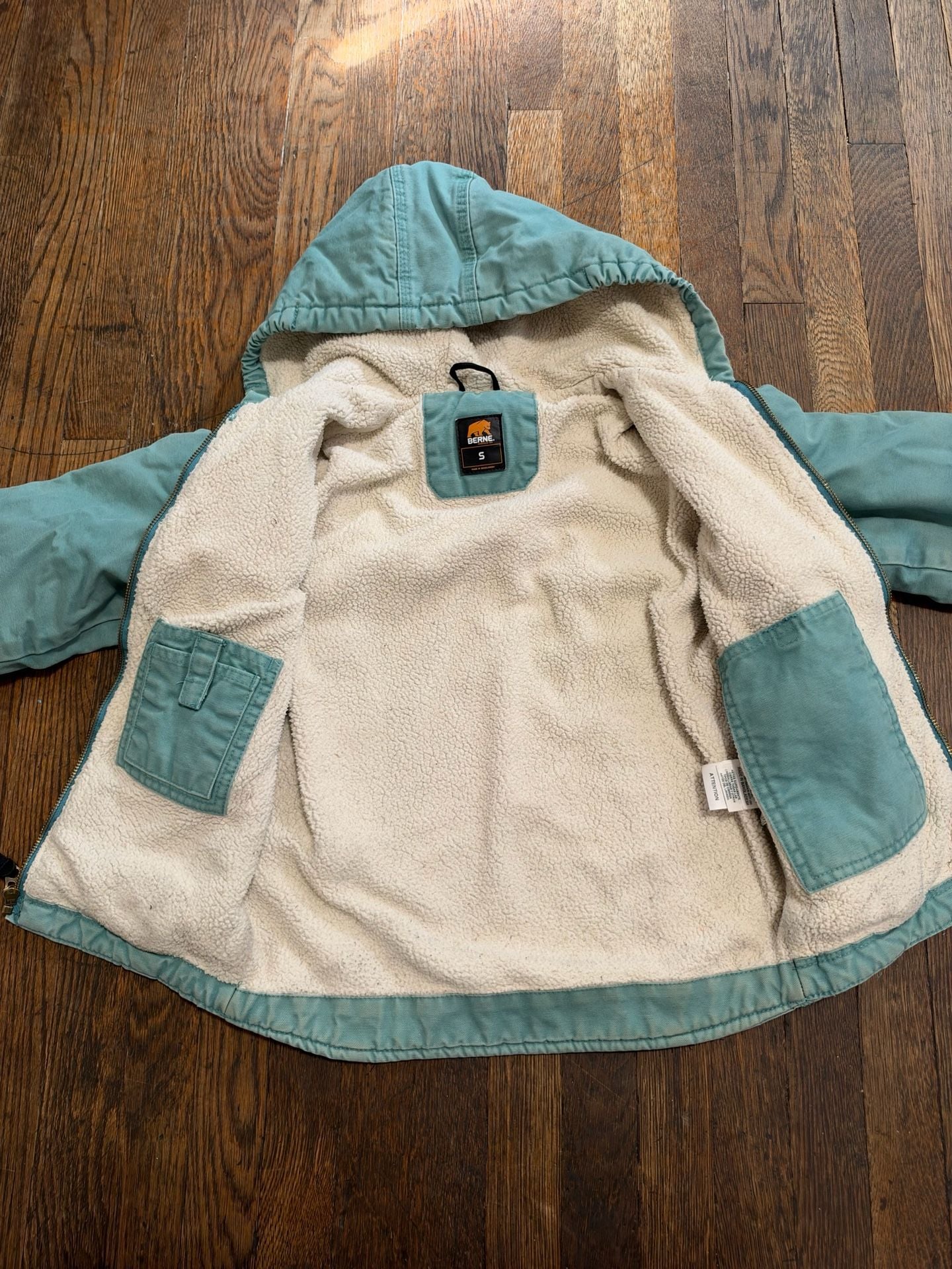 Berne Youth Sherpa Lined Duck Hooded Jacket Size S Blue 8