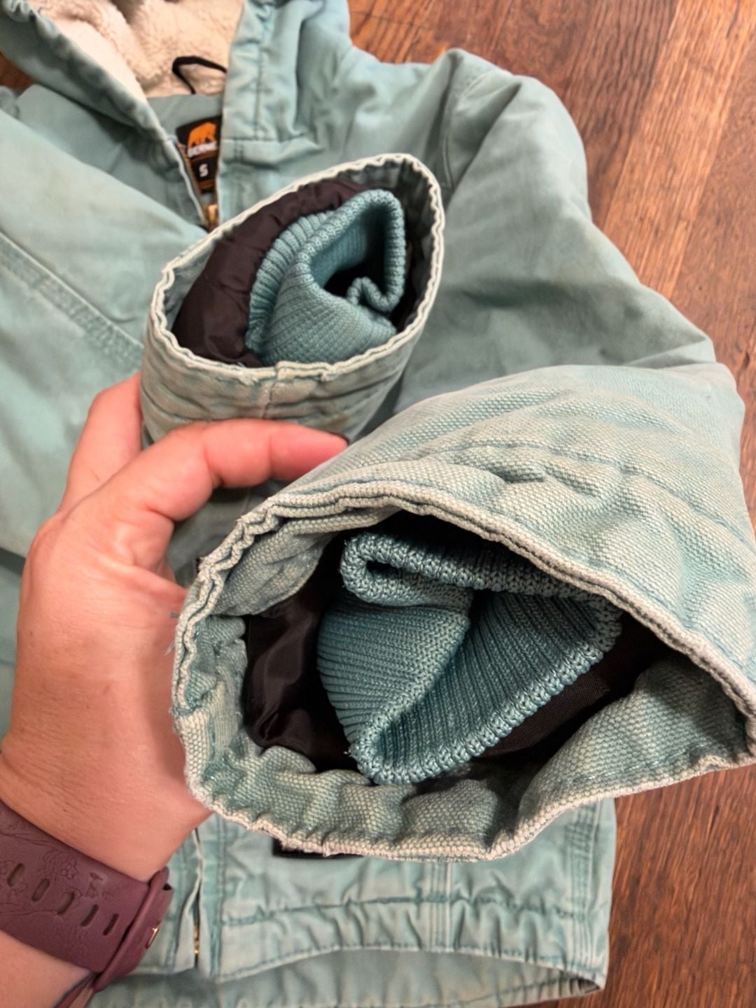 Berne Youth Sherpa Lined Duck Hooded Jacket Size S Blue 10