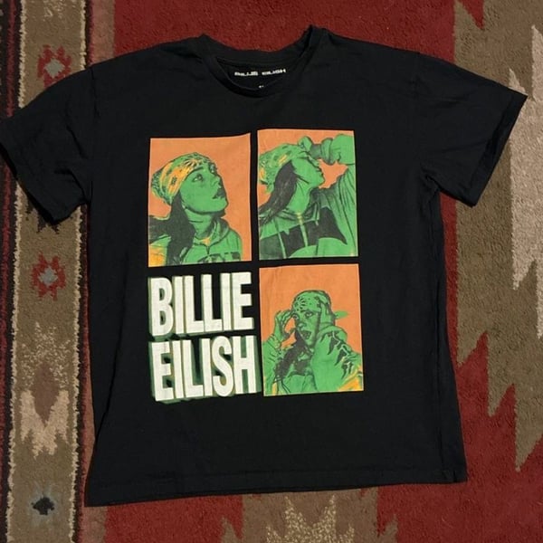 Billie Eilish 3-Photo and Logo T-Shirt Size M Black Graphic Band Tee