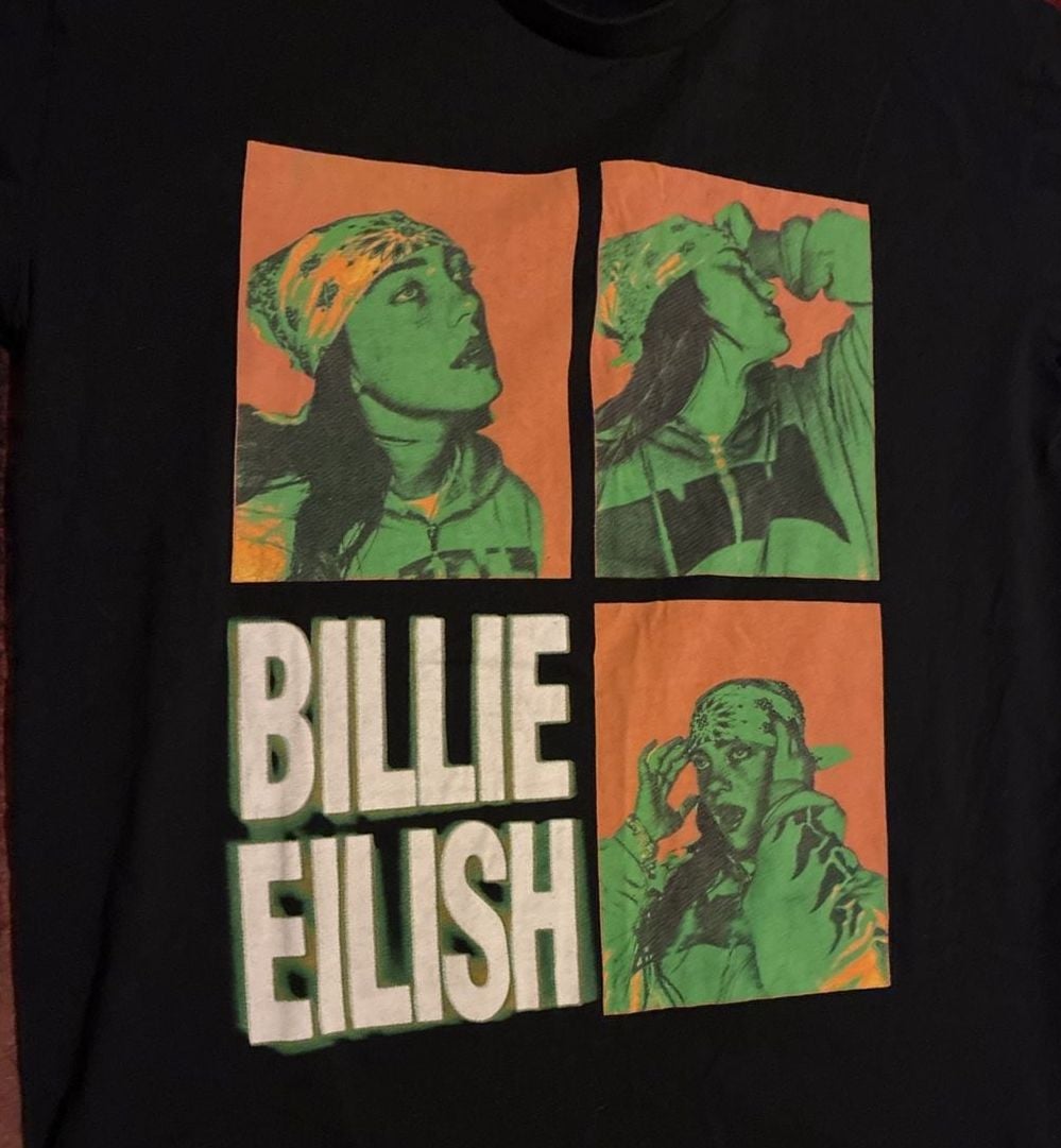 Billie Eilish 3-Photo and Logo T-Shirt Size M Black Graphic Band Tee 3