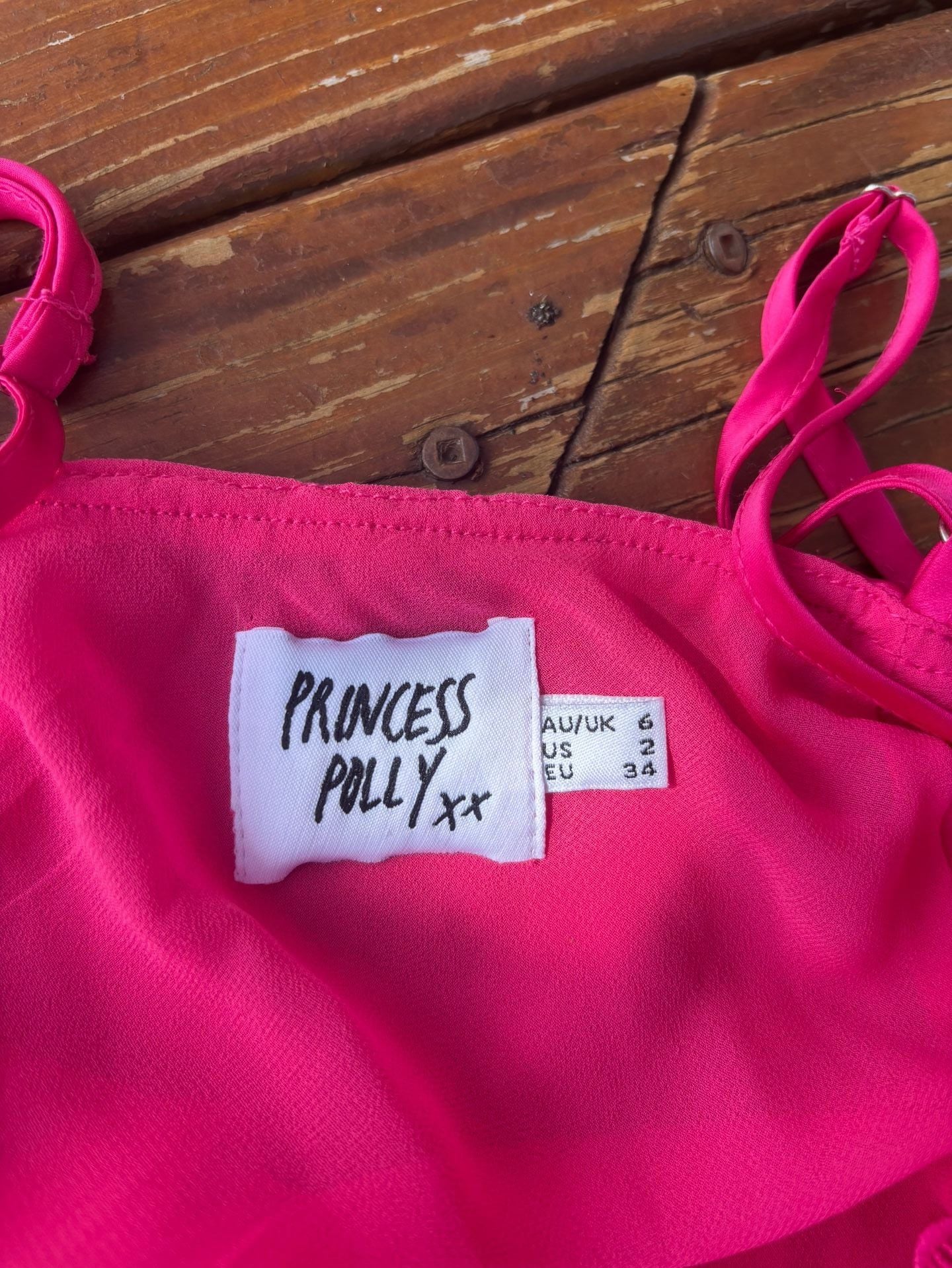 Princess Polly Pink Dress Size US 2 Hot Pink Satin Mini 5