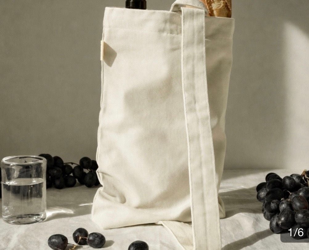 Aplat Canvas Wine Tote Bag Off White Natural 12