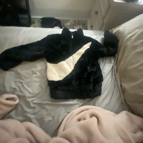 Nike Faux Fur Jacket Size 4 XS Black White