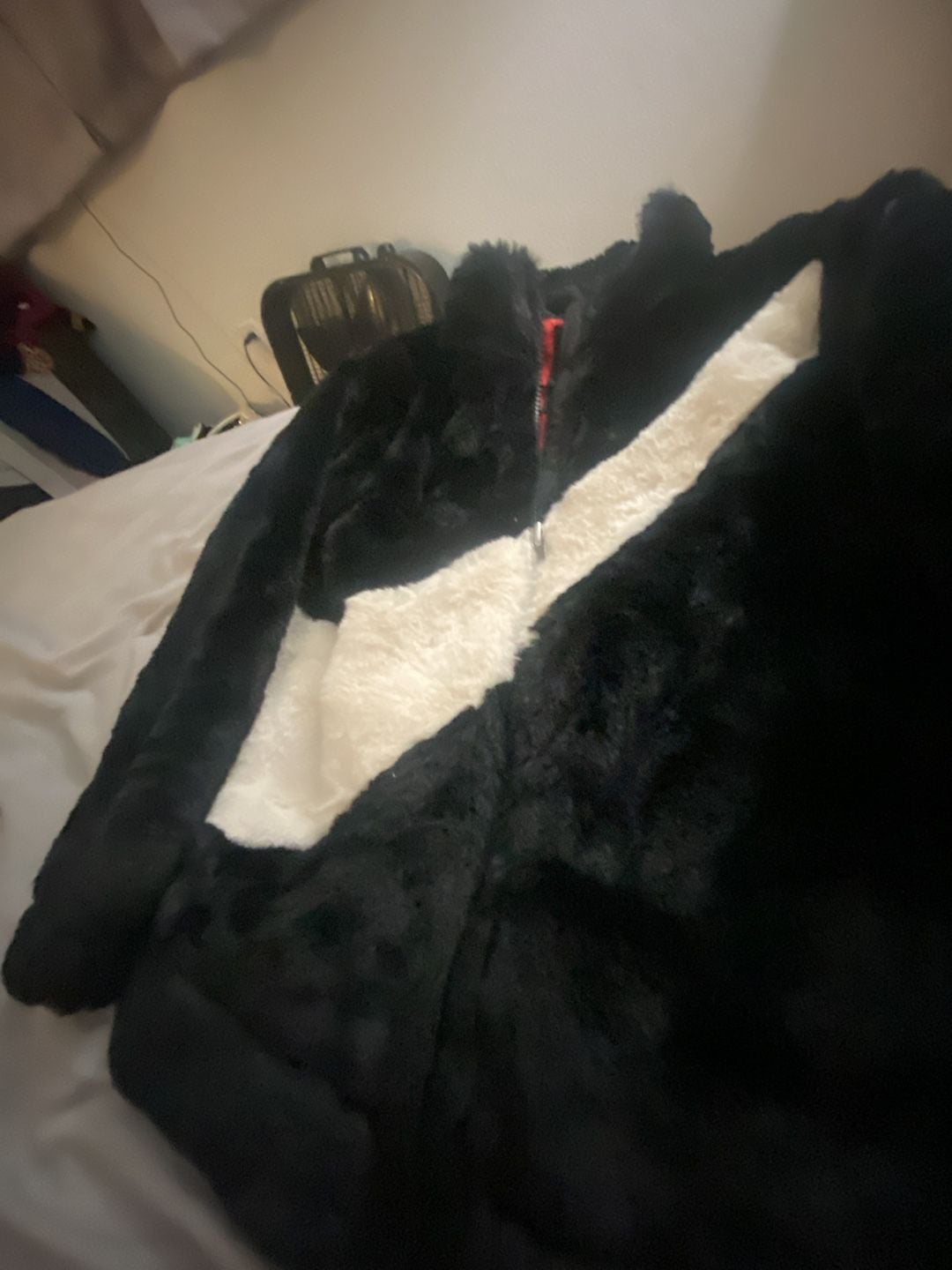 Nike Faux Fur Jacket Size 4 XS Black White 5