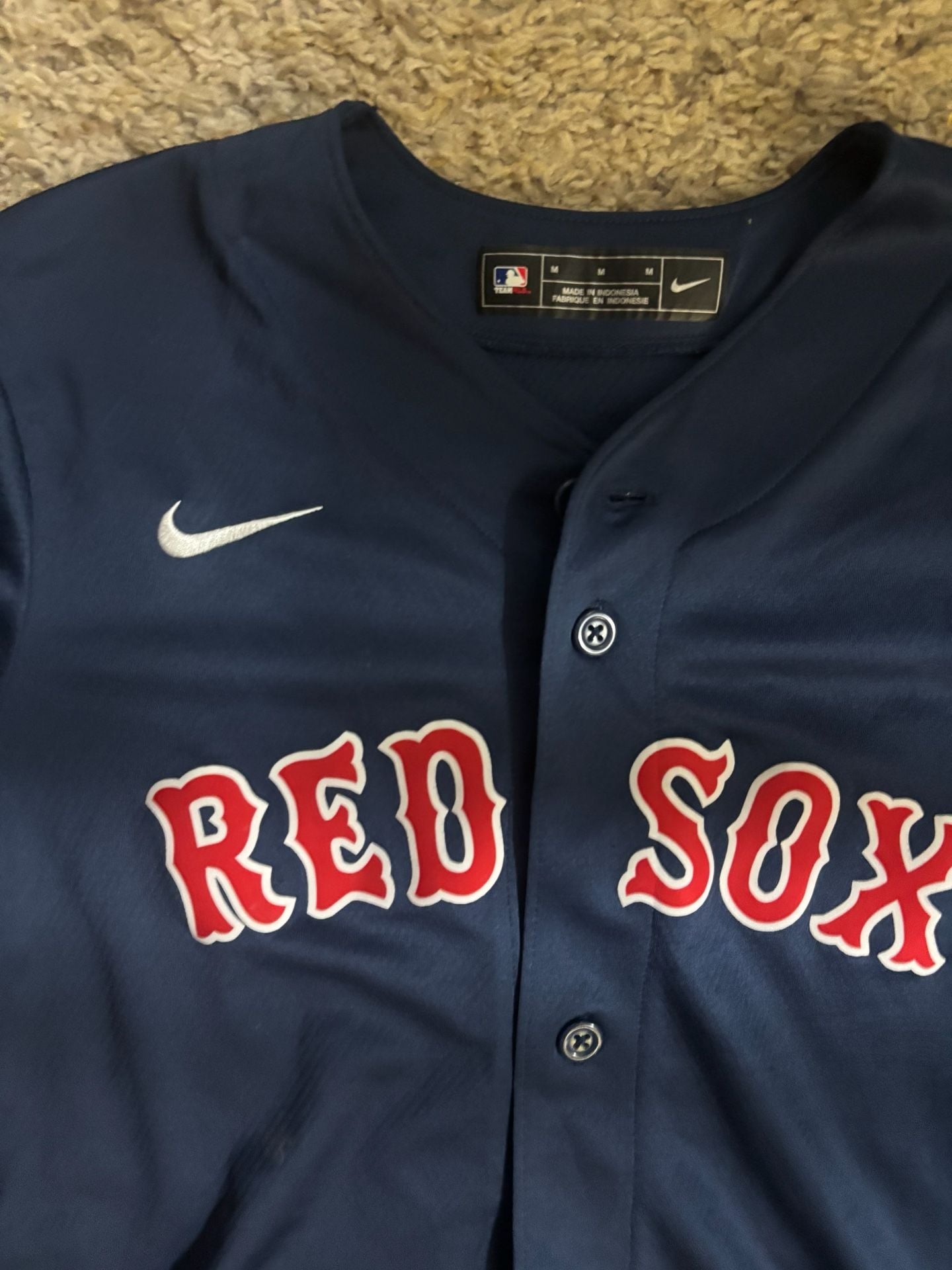 Nike Boston Red Sox Jersey Size M Blue Custom Patch Number 6 YOUTH 3