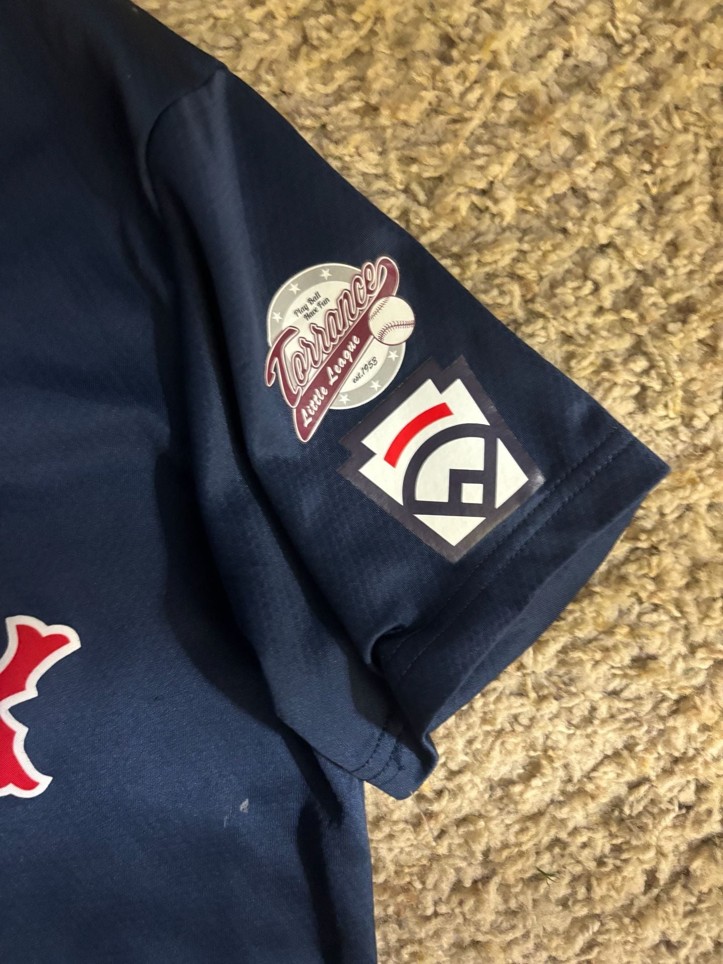 Nike Boston Red Sox Jersey Size M Blue Custom Patch Number 6 YOUTH 6
