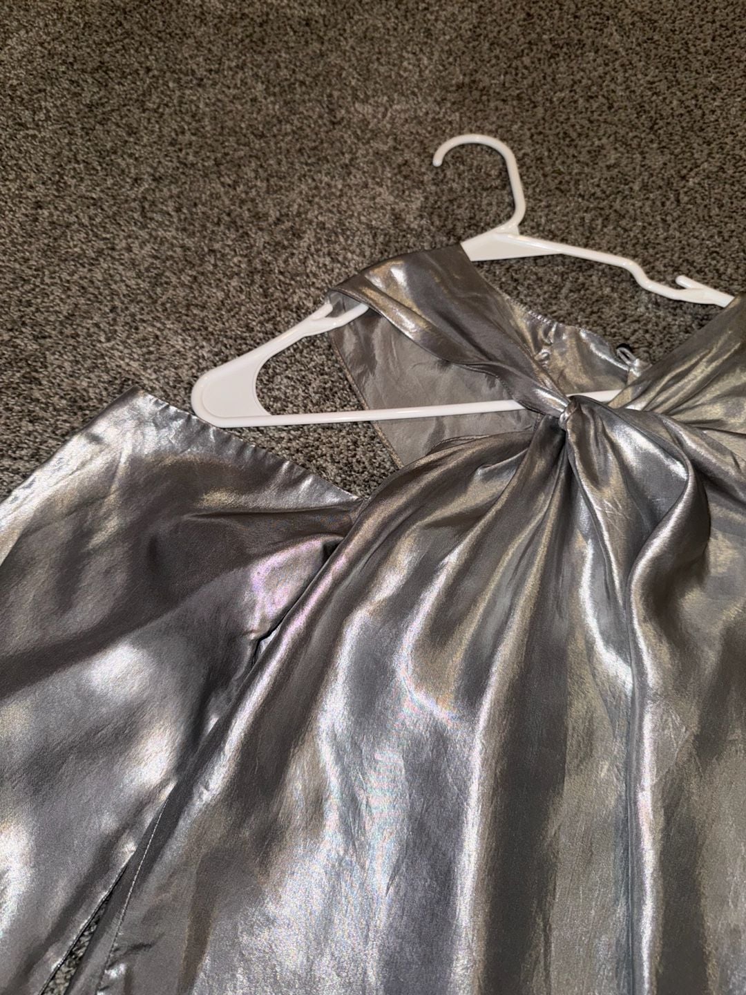 IRO Metallic Blouse Size 40 (sz8 -10)Silver Long Sleeve Ruffle 3
