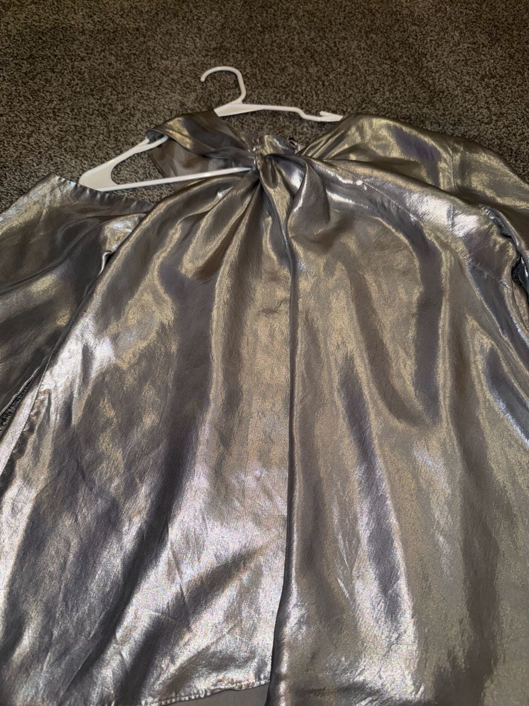 IRO Metallic Blouse Size 40 (sz8 -10)Silver Long Sleeve Ruffle 4