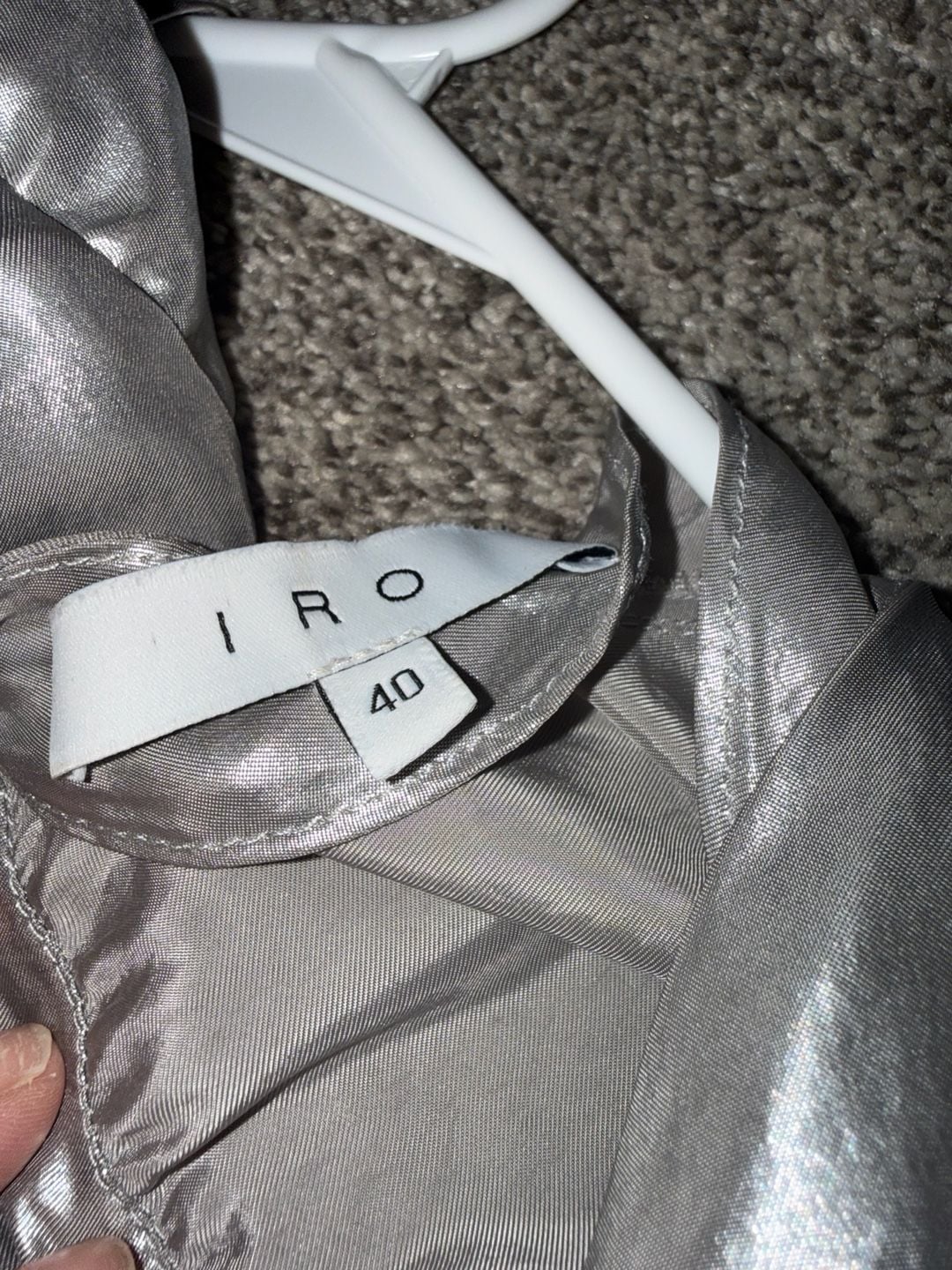 IRO Metallic Blouse Size 40 (sz8 -10)Silver Long Sleeve Ruffle 6