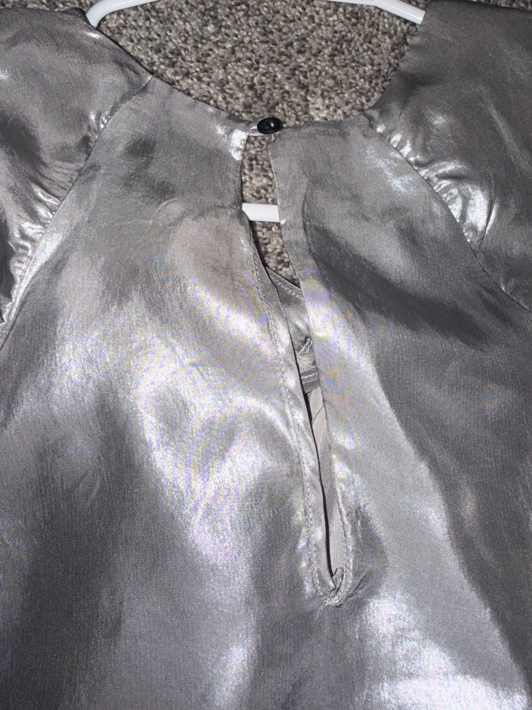 IRO Metallic Blouse Size 40 (sz8 -10)Silver Long Sleeve Ruffle 8