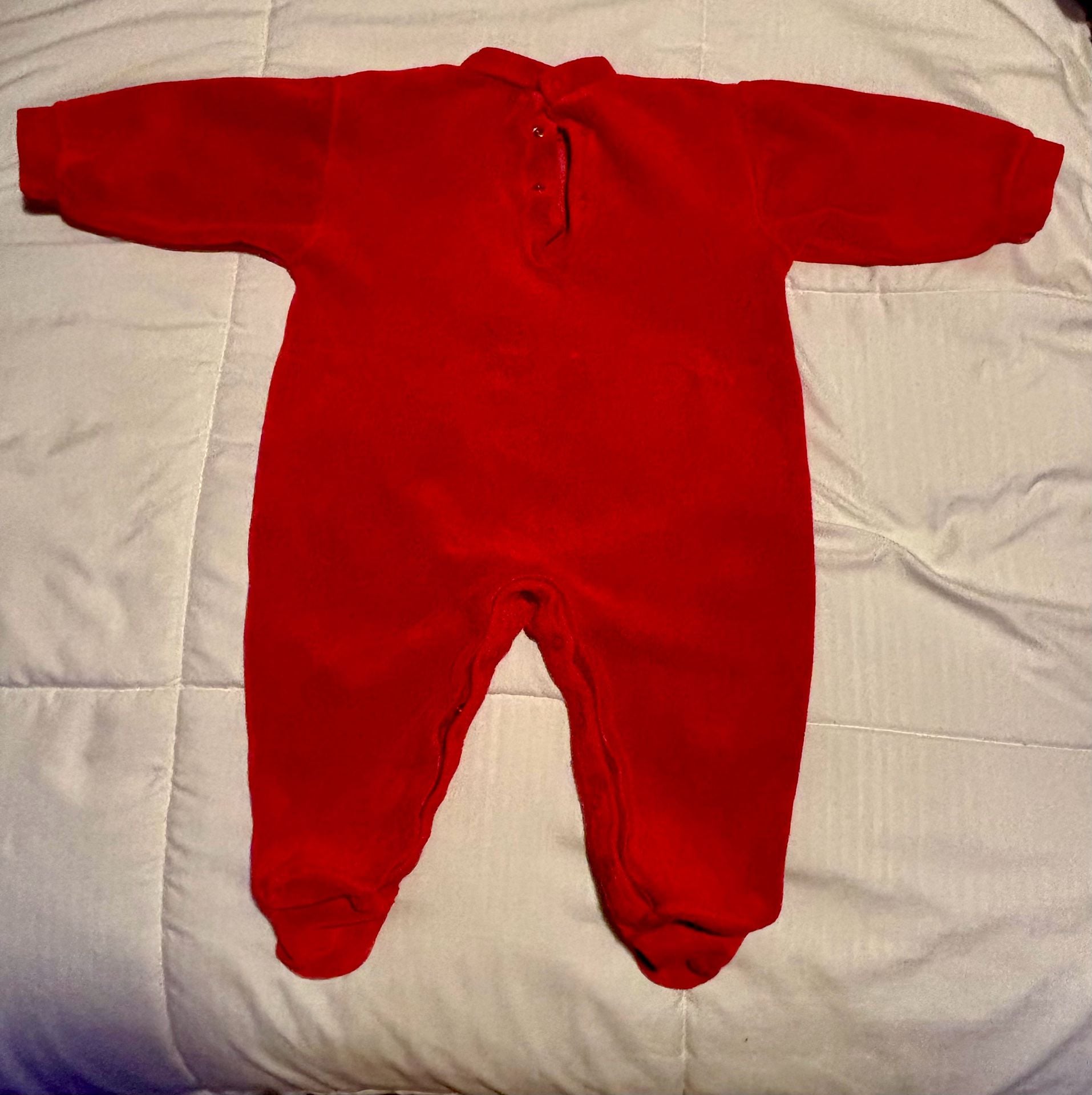 RARE Vintage 1980s 90s Absorba Disney Baby Mickey Mouse Red Velour Footie Sleeper Romper
3