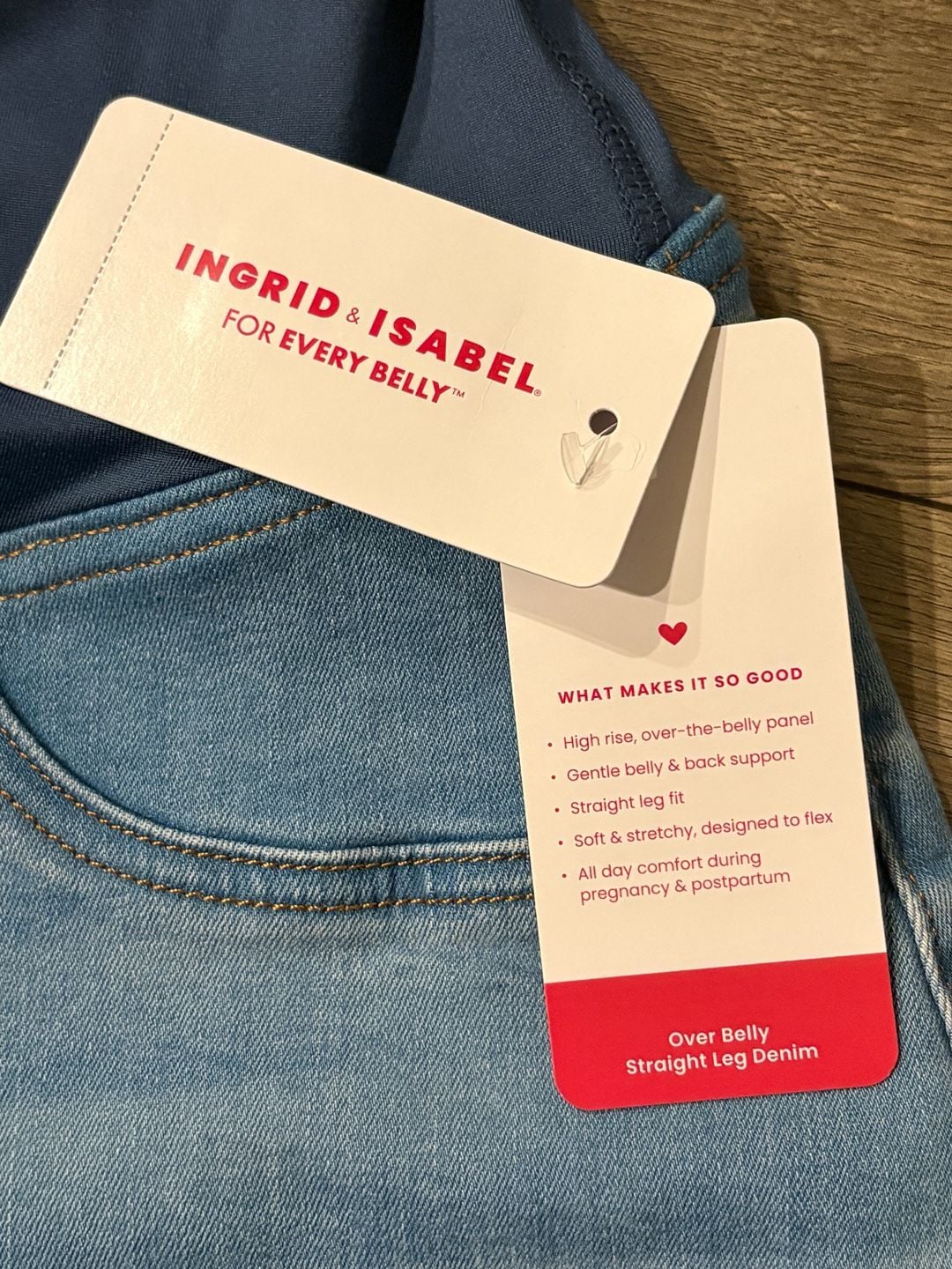 Ingrid & Isabel Maternity Over Belly Straight Jeans Size XXL Light Wash 4