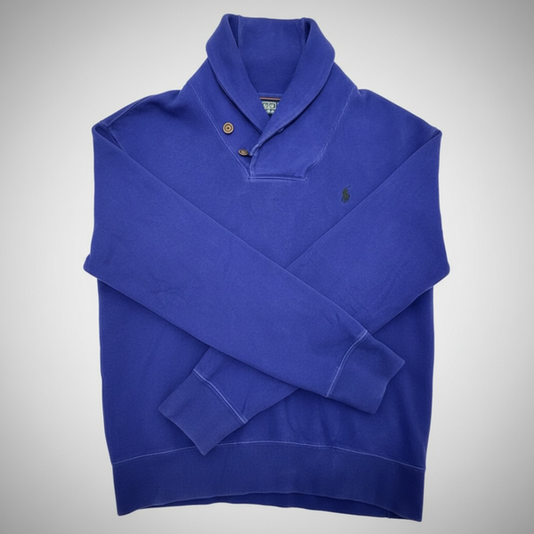 Polo Ralph Lauren Shawl Neck Sweatshirt Size M Blue Cotton
