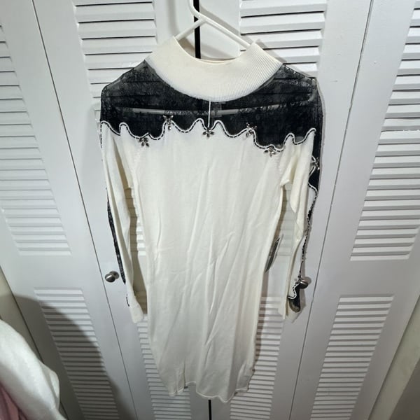 VENUS Sweater Dress Whimsical, Lace, Rhinestone NWT Glam/Datenight