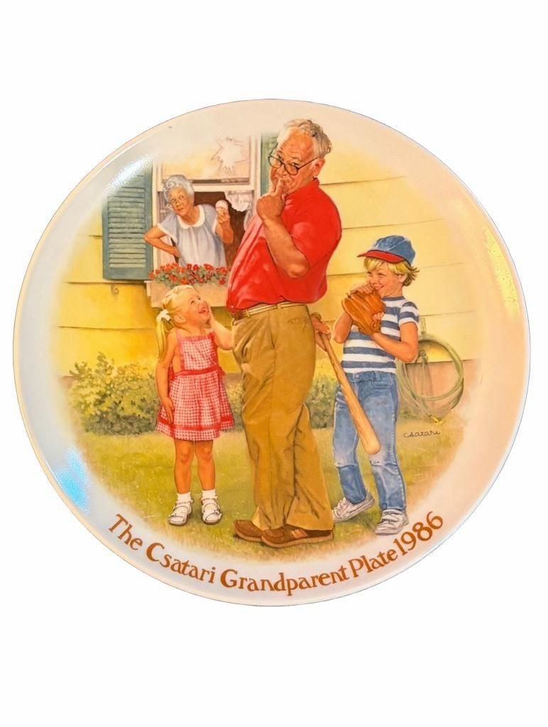 Edwin M. Knowles The Home Run Csatari Grandparent Series Collector Plate 1986 2