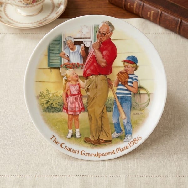 Edwin M. Knowles The Home Run Csatari Grandparent Series Collector Plate 1986